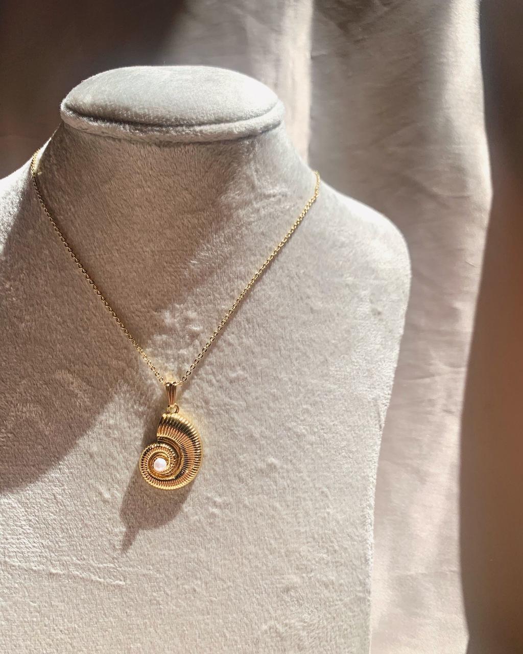 Golden Spiral Shell Necklace